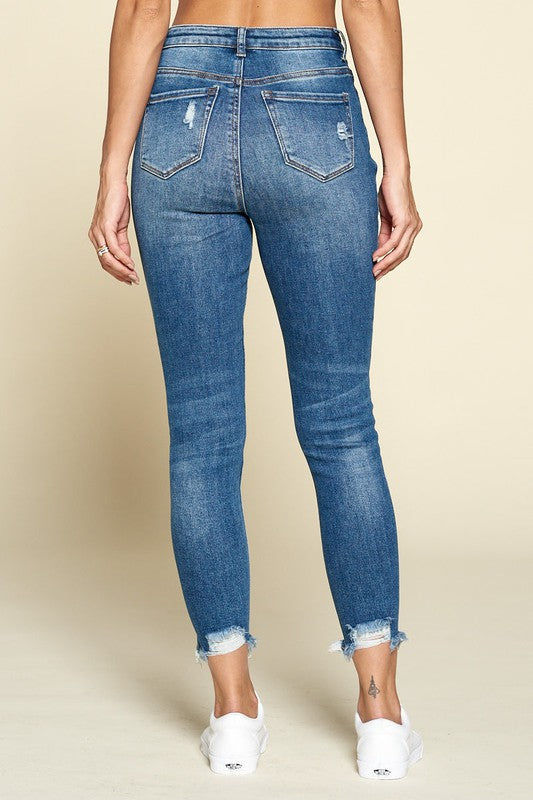 high waisted distressed jeans for women