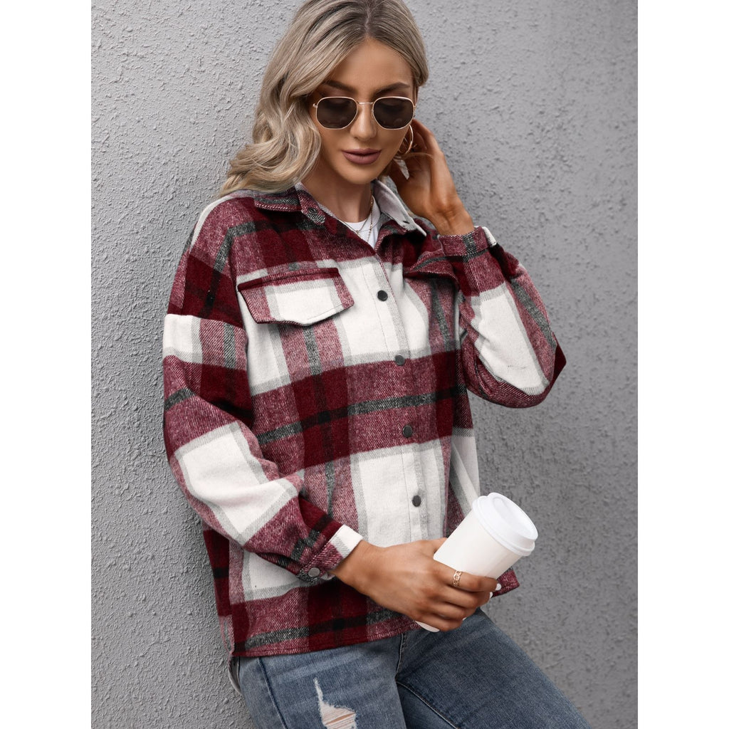 womens cute stylish plaid flannel button up shirt