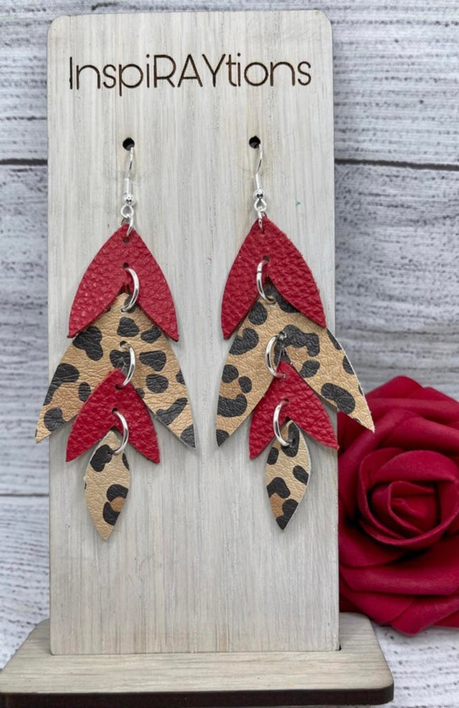 lightweight leather animal print handcrafted earrings